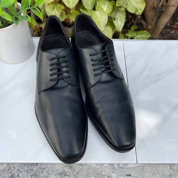 HUGO BOSS Highline Derby Oxford Dress Shoes BLACK LEATHER SIZE 8.5 - Picture 6 of 15